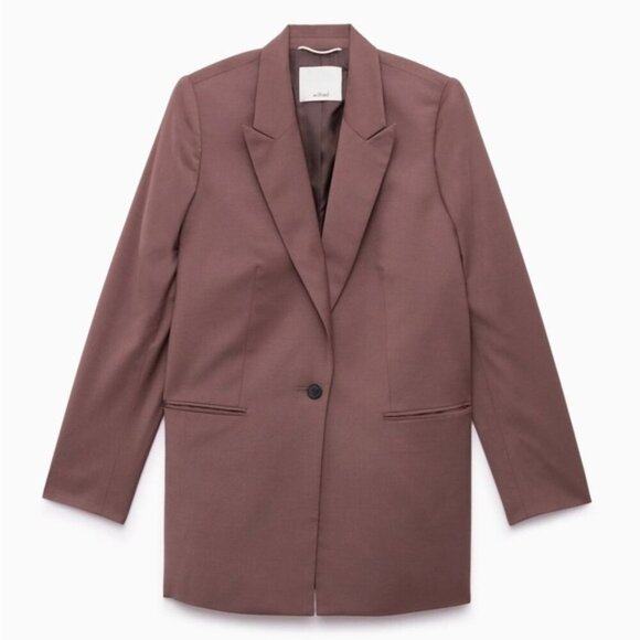 Aritzia Wilfred Belcastel Blazer Jacket Oversized Shoulder Pads Tailored Brown - Picture 11 of 15
